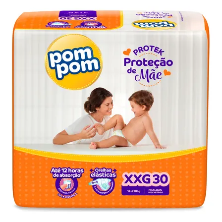 Fraldas Pom Pom Protek Xgg X 30 Unidades Sem Gênero