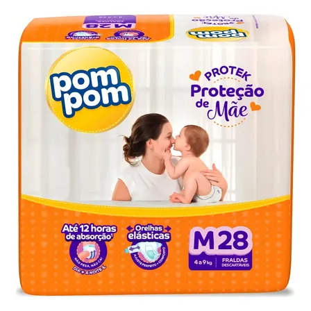 Fralda Pom Pom Protek Tamanho M Para 4 Kg A 9 Kg Sem Gênero