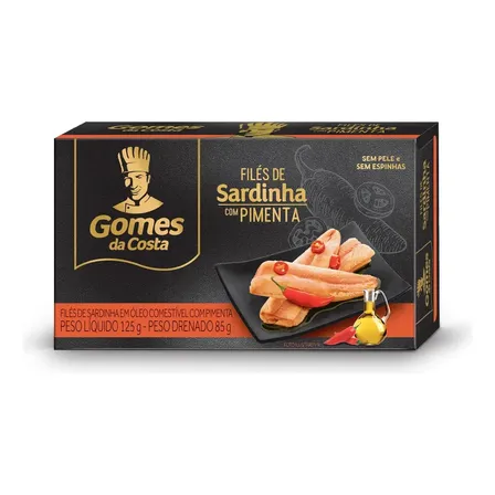 Filé De Sardinha Em Óleo Com Pimenta Caixa 125g Gomes Da Costa