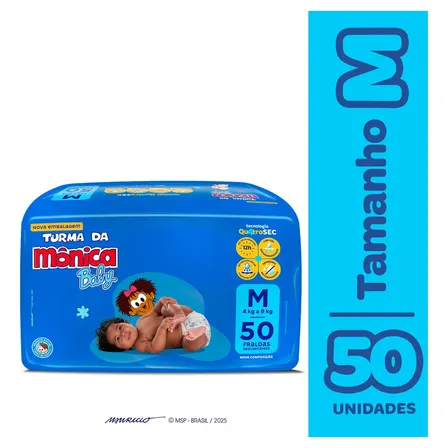Fralda Descartável Baby M Pacote 50 Unidades Turma Da Mônica Sem Gênero