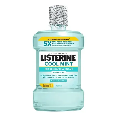 Antisséptico Bucal Cool Mint Zero Álcool Refrescância Suave 1,5l Listerine