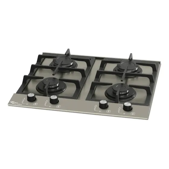 Cooktop a Gás Fischer 4 Bocas Platinium com Trempe de ferro fundido Mesa Aço Bivolt