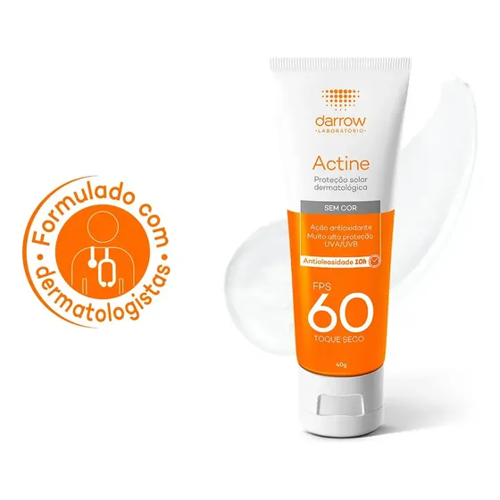 Protetor Solar Sem Cor Fps60 Antioleosidade Actine 40g