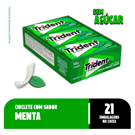 Chiclete Trident Menta - Caixa c/ 21 unidades sem açúcar