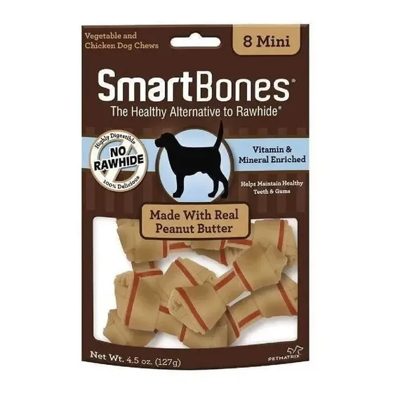 Ossinho P/ Cães Smartbones Manteiga De Amendoim Mini 8 Unidades