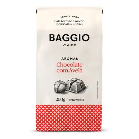 Café Torrado E Moído Baggio Chocolate Com Avelã 100% Arábica 250 g