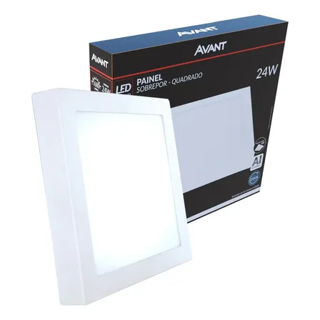 Painel Led Plafon Aluminio Sobrepor 24w 6500k Branco Frio 30cm 110v/220v Bivolt Quadrado Cod: 768131375 Avant