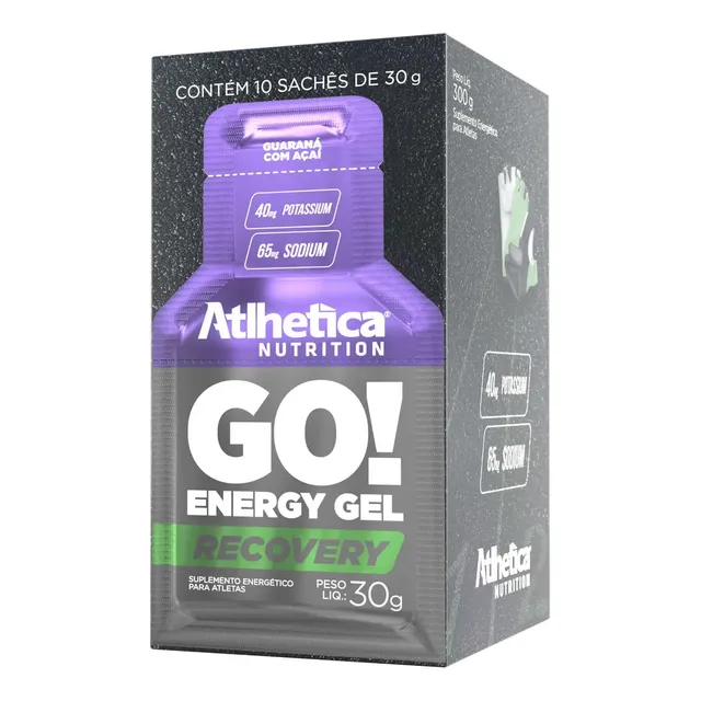 GO! Recovery Gel 10 sachês de 30g Atlhetica Nutrition Sabor Guaraná com Açaí