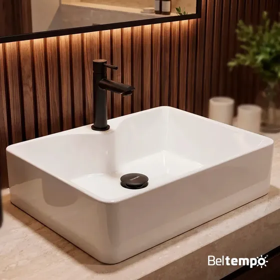 Cuba Pia de Apoio Sobrepor Retangular 48x37 Branca Banheiro Lavabo Beltempo BT-2317