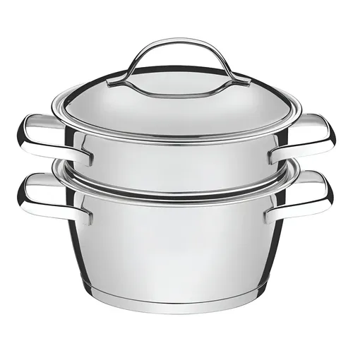 Cuscuzeira Allegra Aço Inox Fundo Triplo 2 Peças Tramontina Cor Cinza
