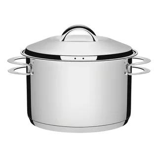 Caldeirão Tramontina Solar Em Aço Inox Fundo Triplo Com Tampa E Alças 24 Cm 7,8 L Prateado