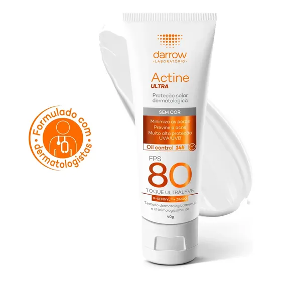 Protetor Solar Facial Dermatológico Darrow Actine Ultra FPS 80 40g