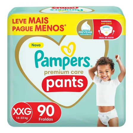 Fralda Pampers Premium Care Pants Tamanho Xxg 90 Unidades Xgg Sem Gênero