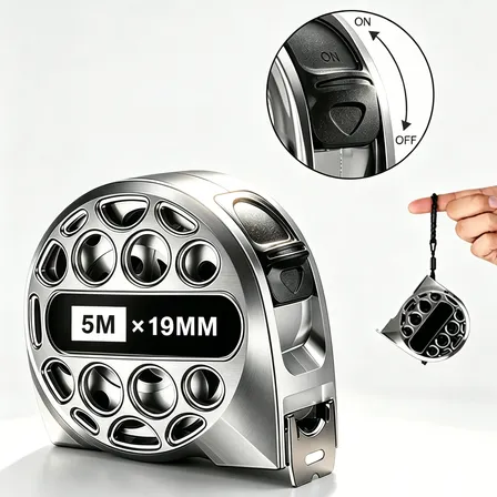 Mini Trena Metálica 5m X 19mm Chaveiro Portátil Com Mosquetã