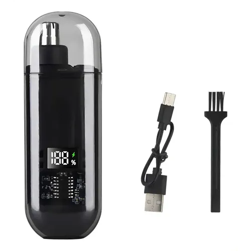 Aparador De Pelos Nasal Recarregável Com Display Digital Negro 3v