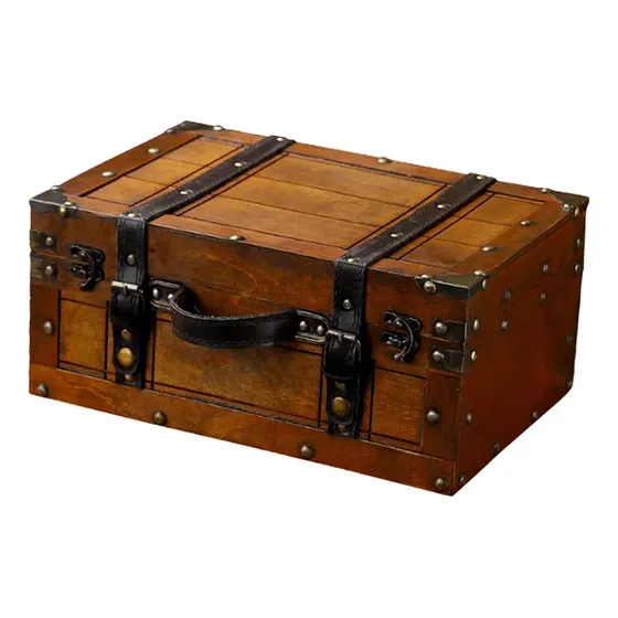 Mala De Madeira Com Design Vintage 34.3x24.2x15.3cm