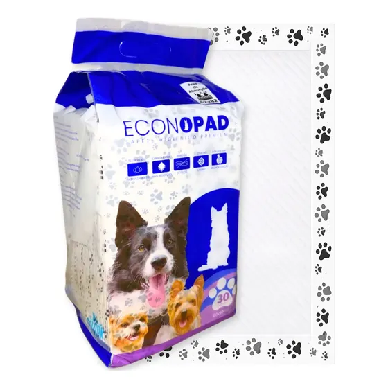 Tapete Higiênico Sanitário Cães 30un 90x60 Econopad Branco Branco