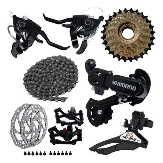 Jogo Transmissão Bicicleta 21 Marchas Aro 29 C/ Freio Disco