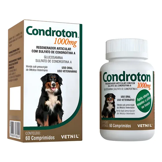 Condroton 1000mg Regenerador Articular Vetnil 60 Comprimidos