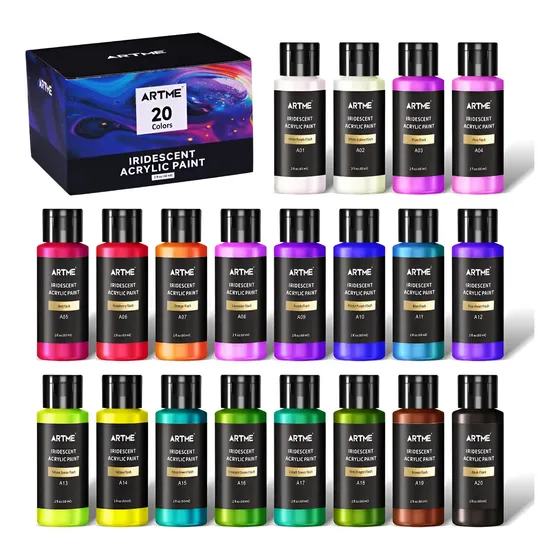 Conjunto De Tinta Acrílica Iridescente Artme Com 20 Cores Ca