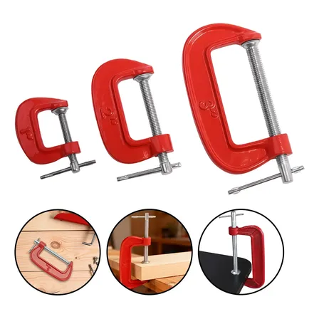 Kit 3 Jogo Grampos Tipo C Carpintaria Marcenaria Gavetas