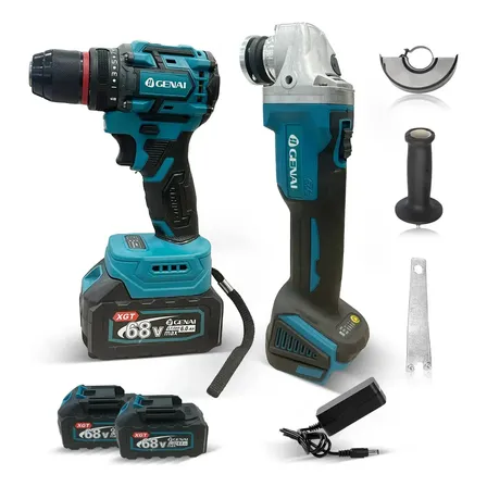 68v Kit Parafusadeira Furadeira + Esmerilhadeira 2 Baterias