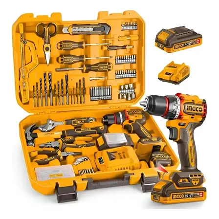 Super Kit 165 Peças + Parafusadeira Impacto 20v 66n Bl Ingco