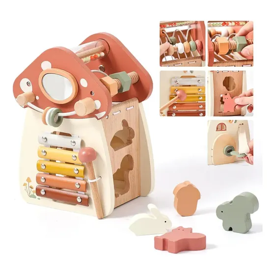 = Brinquedo Montessori Cogumelo 5-em-1 De Empilhar Em _
