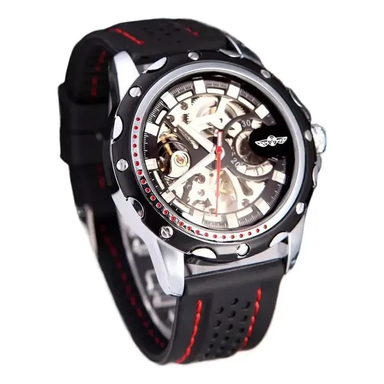 Vencedor Moda Esqueleto Mecânico Semi Automático Masculino