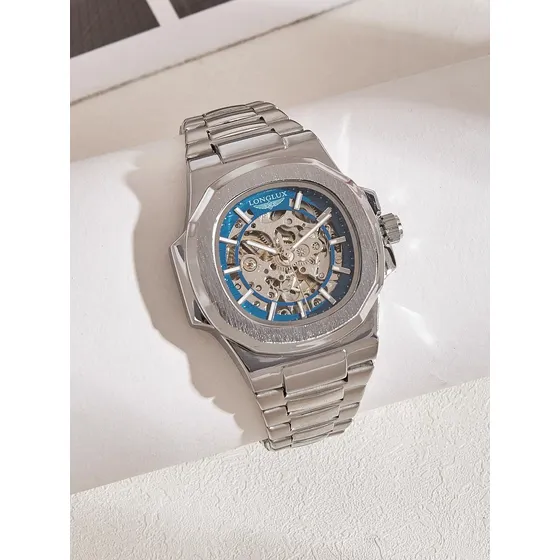 Relógio Mecânico Automático Masculino Oco, Pulseira