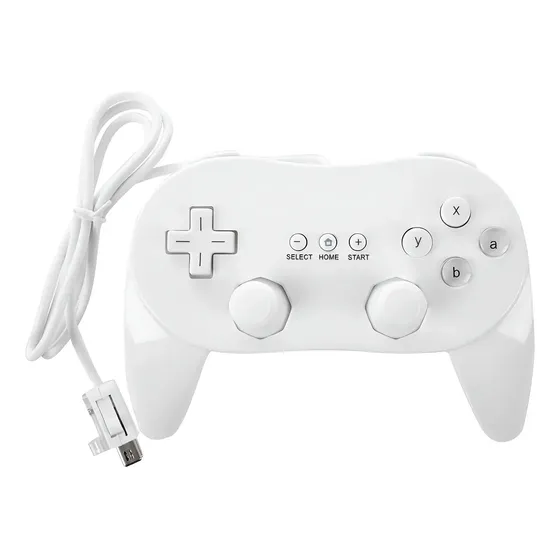 Um Controlador De Jogo L Com Cabo Clássico Para Nintendo Wii