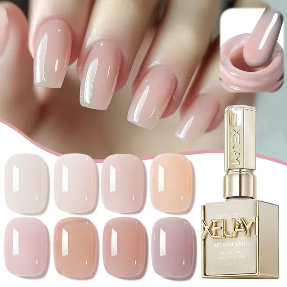 Kit 8 Esmaltes Em Gel Nude Translúcido Xeijayi Multicolor