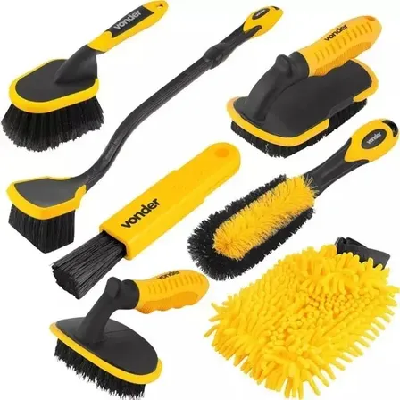 Kit De Escovas Para Limpeza Automotiva Com 7 Peças Vonder
