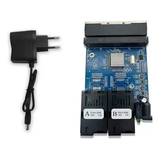 Gigabit Placa Rede Metro Gbic 1000m A / B + 4xrj45 Com Fonte