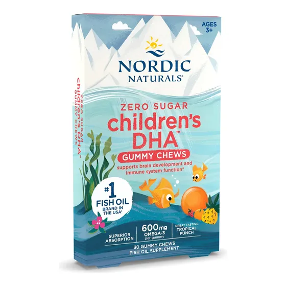 Gomas De Dha Infantis Nordic Naturals, Ponche Tropical - 30 Chocolate