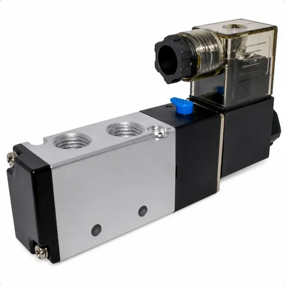 Válvula Pneumática Solenoide 5/2 Vias Retorno Mola 1/4 220v
