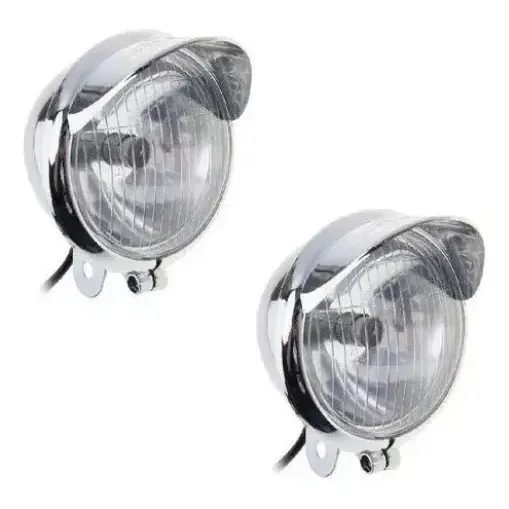 Par Farol Auxiliar Universal Cromado Moto Custom Pestana