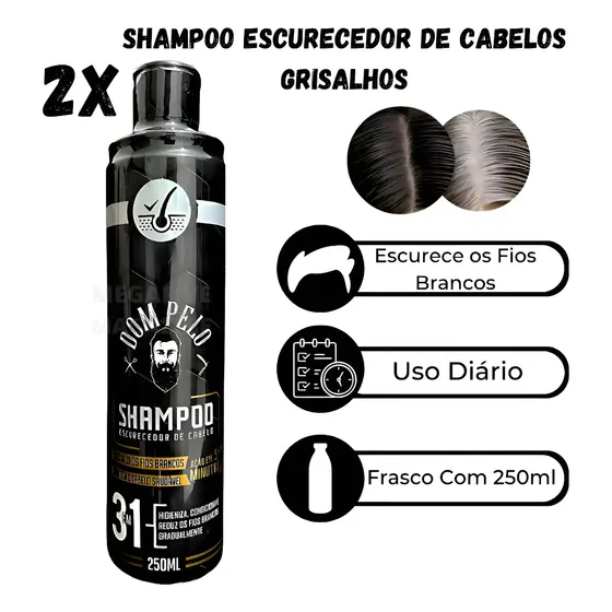 2 Shampoo Escurecedor De Cabelos Brancos E Grisalhos 250ml