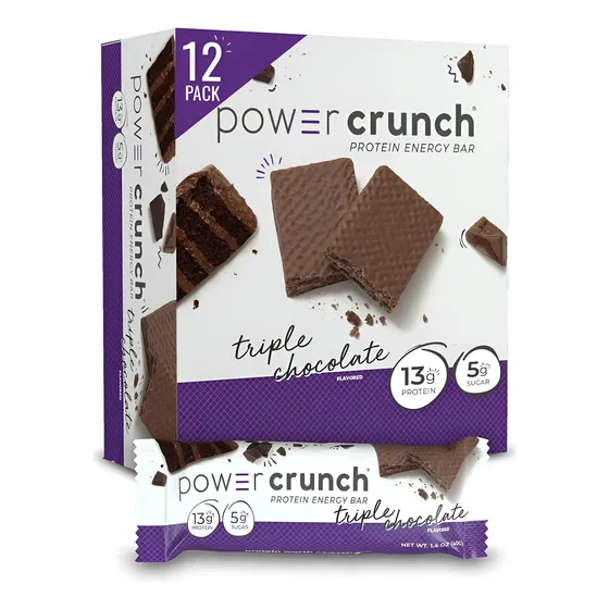 Barras De Wafer De Proteína Crunch Power Crunch, Lanches De