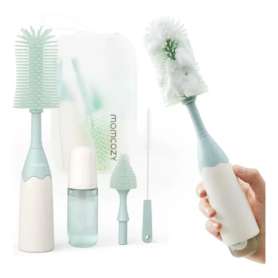 Kit De Escovas Para Mamadeiras Momcozy Push-press Design Gre
