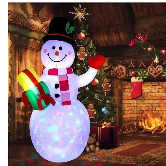 Decoração Natal Inflável Com Boneco Neve Led 1,5 M