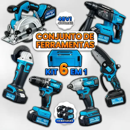 Kit Parafusadeira Martelete Impacto Esmerilhadeira Serra 48v