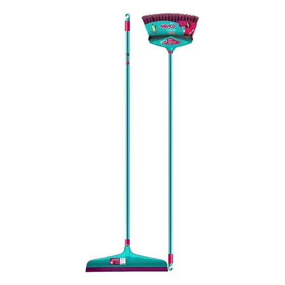 Kit Noviça Limpeza Vassoura Multiuso Rodo Ballena Silicone