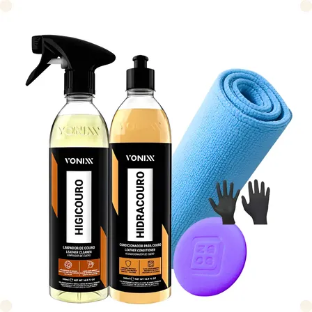 Kit Limpa E Hidrata Couro Banco Automotivo Hidratar Vonixx