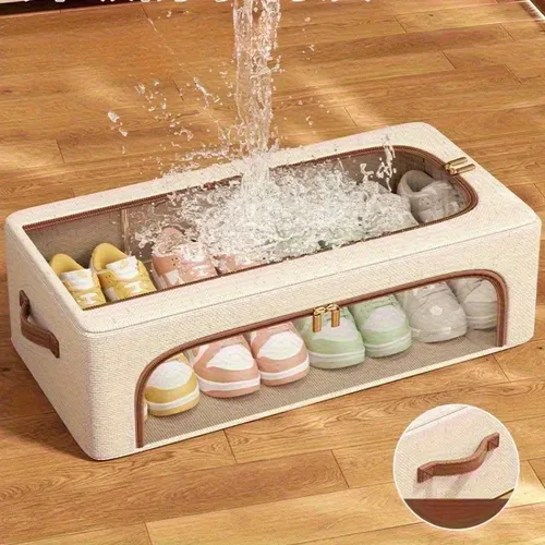 Organizador Dobrável Empilhável Para Sapatos 3 Pcs Beige