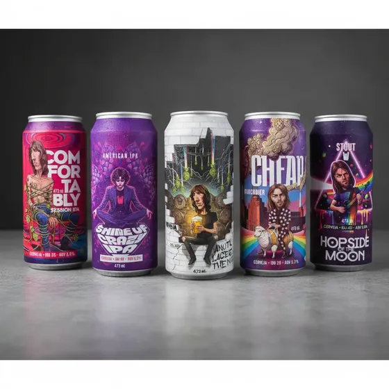 Kit 5 Latas Cerveja Artesanal Wish You Beer Pink Floyd 473ml