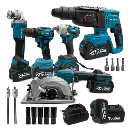 Kit 5 Pc Ferramentas Martelo Furadeira Serra Esmerilhadeira