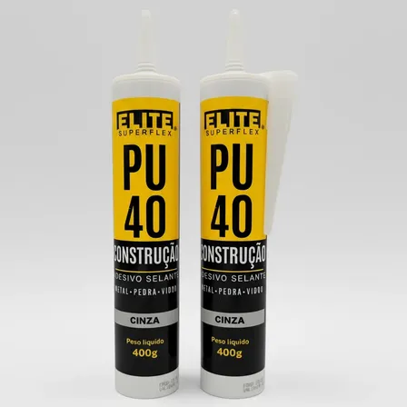 Kit 2 Selantes Pu 40 Cinza Vedação Elite Superflex Flexível