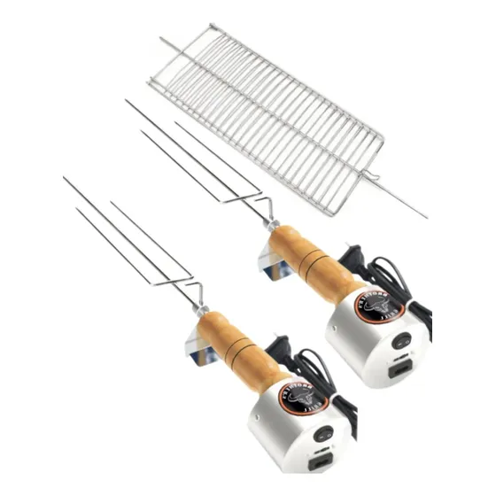 Kit Com 2 Espeto Giratorio Grill + Grelha
