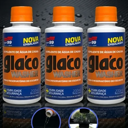 Kit 3 Glaco Washer 200ml Soft99 Aditivo Repelente Agua Chuva